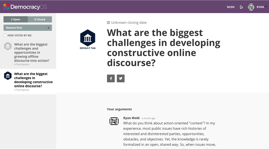 screenshot of the NCDD work
