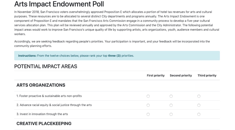 screenshot of the SF Poll application